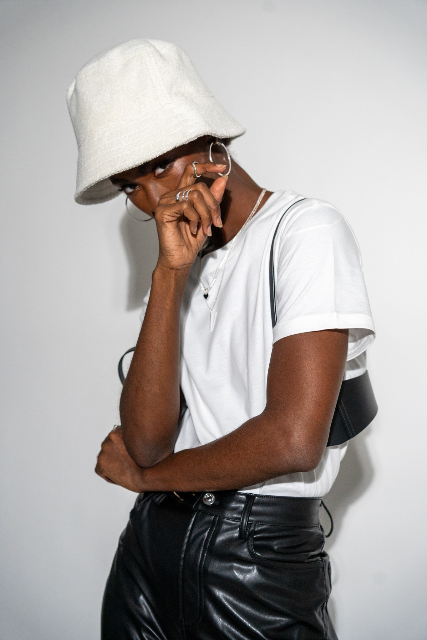 Man in white bucket hat portrait
